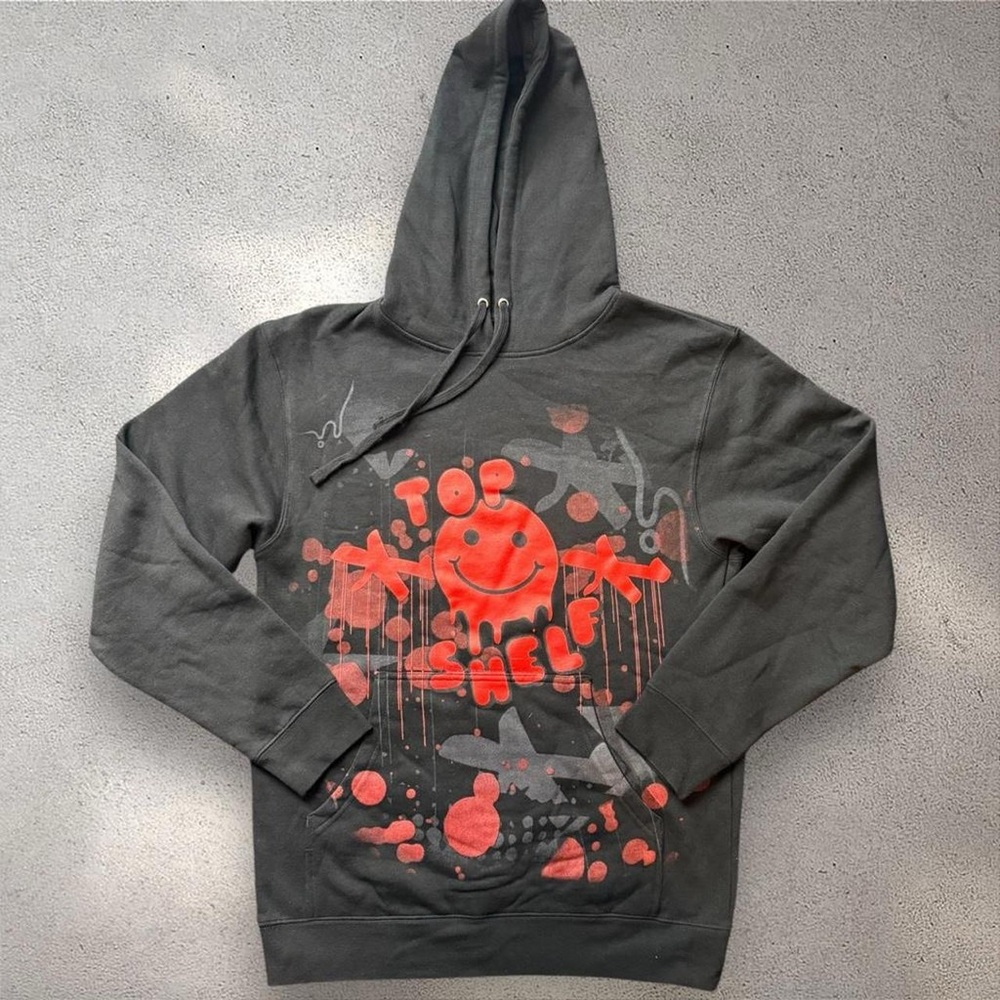 Official Rod Wave Merch Top Shelf Graffiti Hoodie Black Red Mens Medium M
